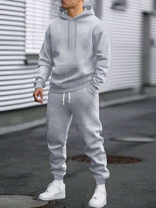 Men's hooded sweatshirt and jogger trouser tracksuit set