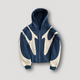 Men's hooded zip hoodie with contrasting graphic panels