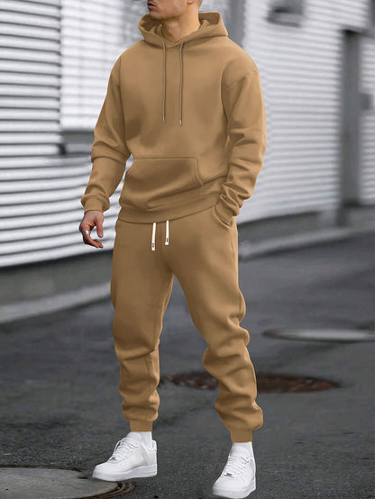 Men's hooded sweatshirt and jogger trouser tracksuit set