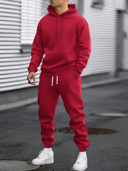 Men's hooded sweatshirt and jogger trouser tracksuit set