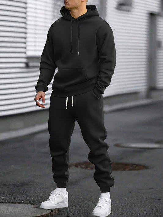 Men's hooded sweatshirt and jogger trouser tracksuit set