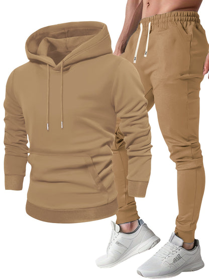 Men's hooded sweatshirt and jogger trouser tracksuit set