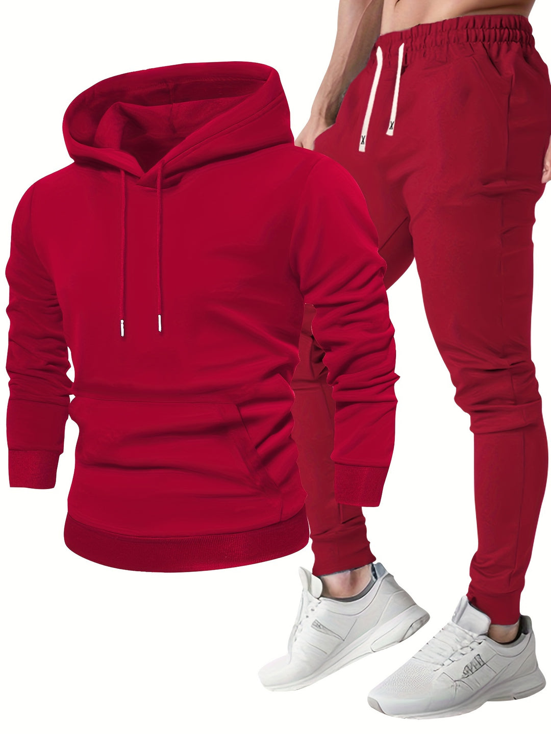 Men's hooded sweatshirt and jogger trouser tracksuit set