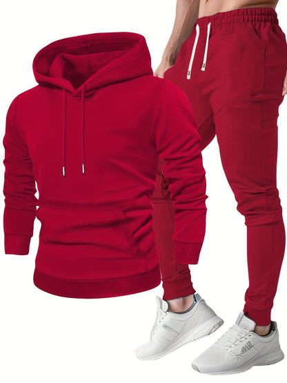 Men's hooded sweatshirt and jogger trouser tracksuit set