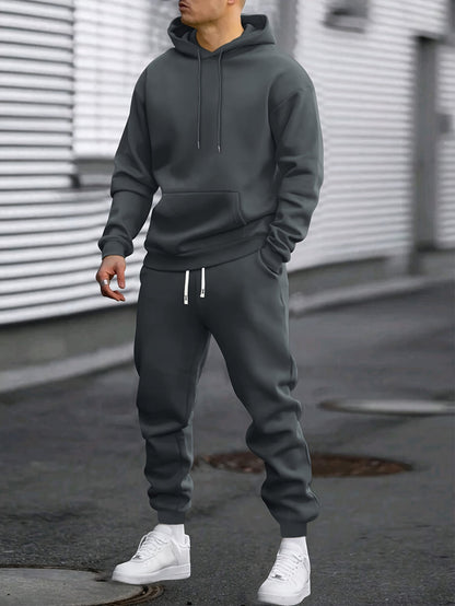 Men's hooded sweatshirt and jogger trouser tracksuit set
