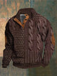 Women's textured cable knit sweater with mock neck and buttoned opening