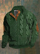 Women's textured cable knit sweater with mock neck and buttoned opening