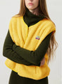 Women's sleeveless textured button-front vest with V-neck