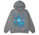 Unisex graphic hoodie with blue front artwork and attached hood