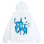 Unisex graphic hoodie with blue front artwork and attached hood