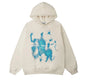 Unisex graphic hoodie with blue front artwork and attached hood