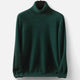 Men's plain long-sleeve turtleneck sweater with ribbed trims