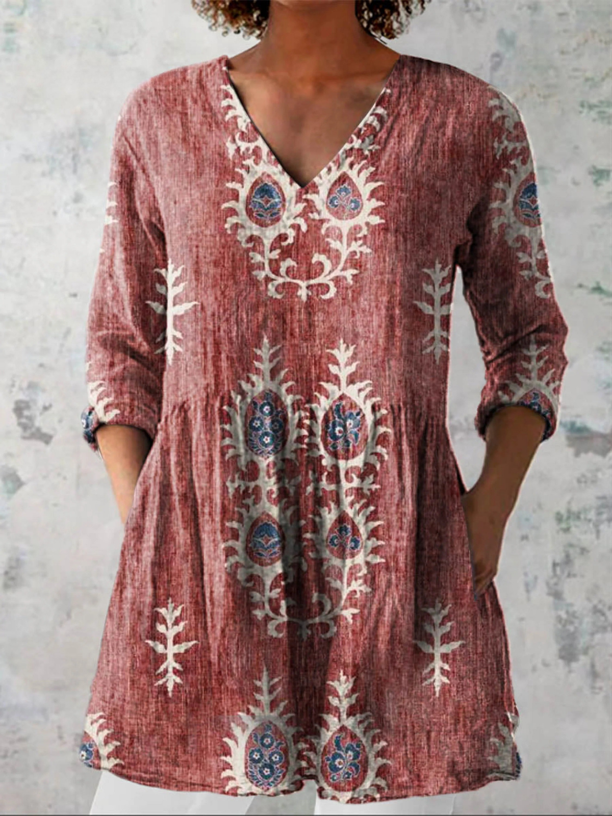 Hadara - Flowy V-Neck Blouse