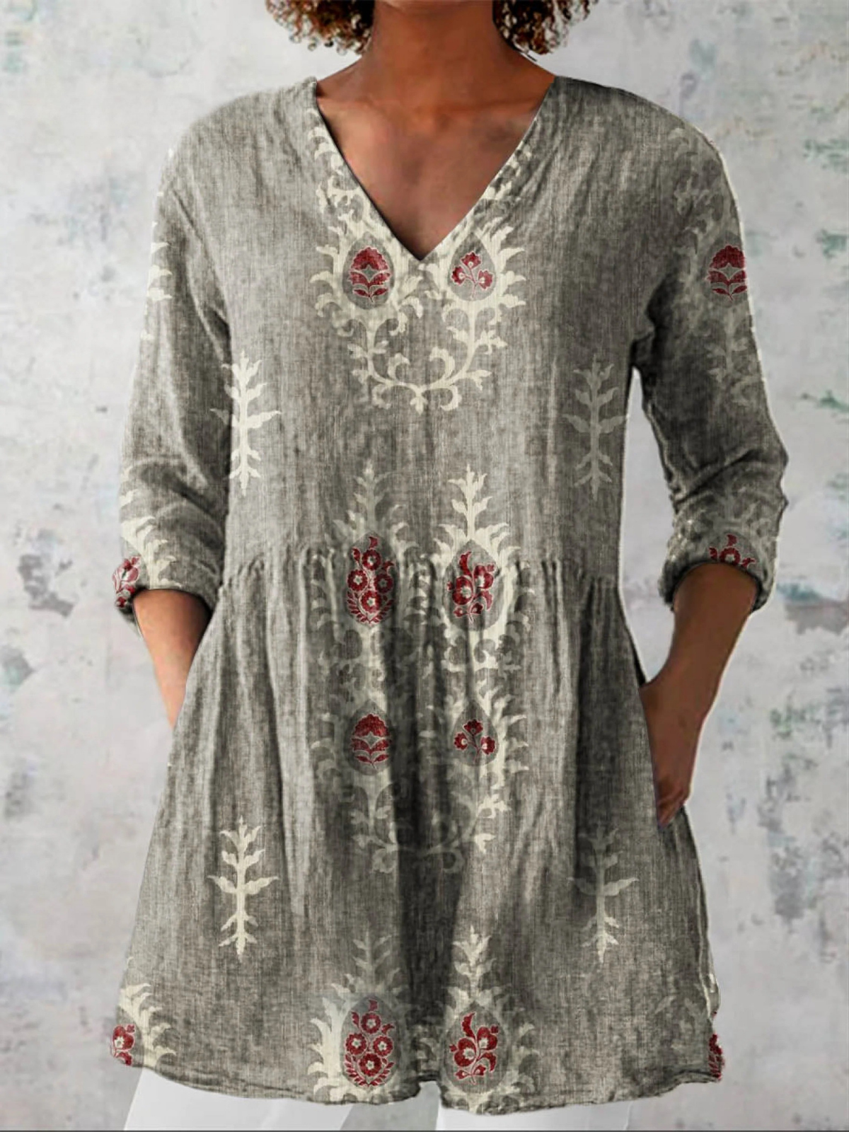 Hadara - Flowy V-Neck Blouse