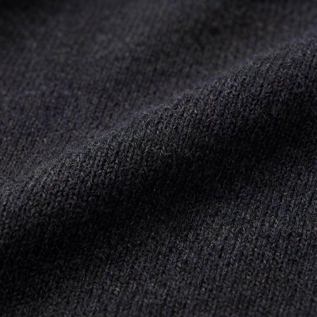 Men's grey half-zip sweater with mock neck and long sleeves