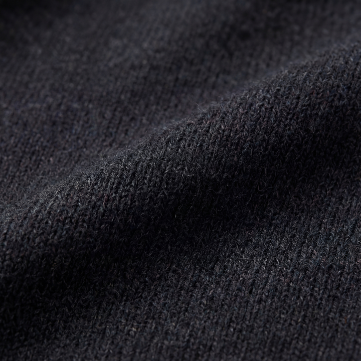Men's grey half-zip sweater with mock neck and long sleeves