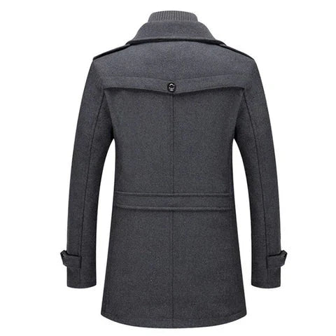 Men's two-layer high-collar coat with pockets