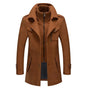 Men's two-layer high-collar coat with pockets