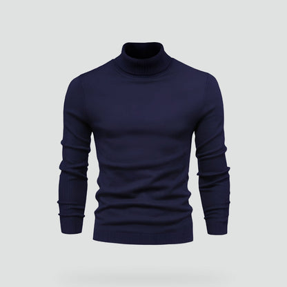 Men's slim-fit ribbed turtleneck sweater with long sleeves