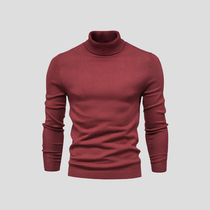 Men's slim-fit ribbed turtleneck sweater with long sleeves