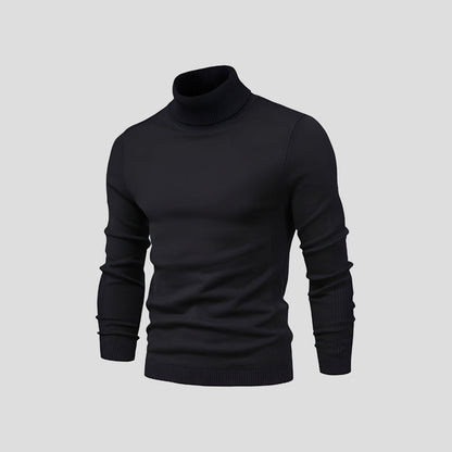 Men's slim-fit ribbed turtleneck sweater with long sleeves