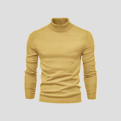 Men's slim-fit ribbed turtleneck sweater with long sleeves