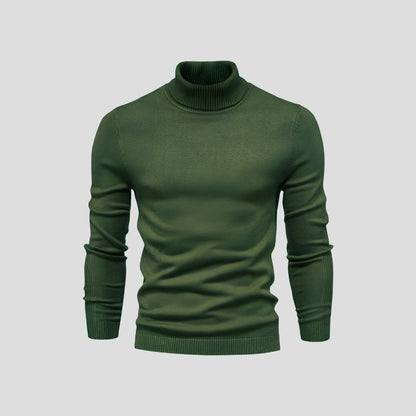 Men's slim-fit ribbed turtleneck sweater with long sleeves