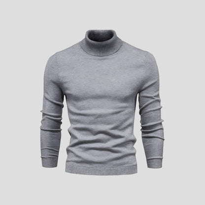 Men's slim-fit ribbed turtleneck sweater with long sleeves