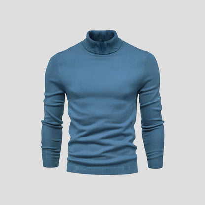 Men's slim-fit ribbed turtleneck sweater with long sleeves