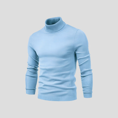Men's slim-fit ribbed turtleneck sweater with long sleeves