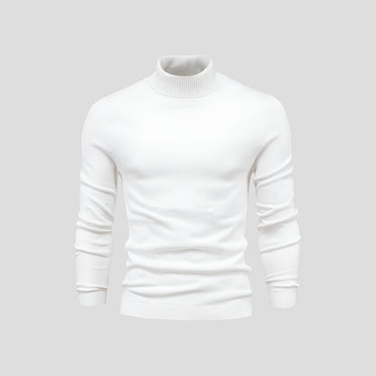 Men's slim-fit ribbed turtleneck sweater with long sleeves