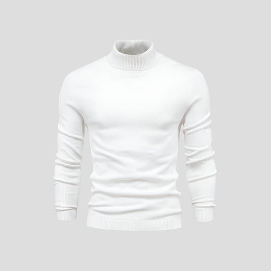 Men's slim-fit ribbed turtleneck sweater with long sleeves
