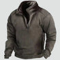 Men's solid half-zip fleece jumper with stand collar and long sleeves