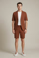 Men's Seersucker Blazer and Shorts Set, Short Sleeve, Notch Lapel