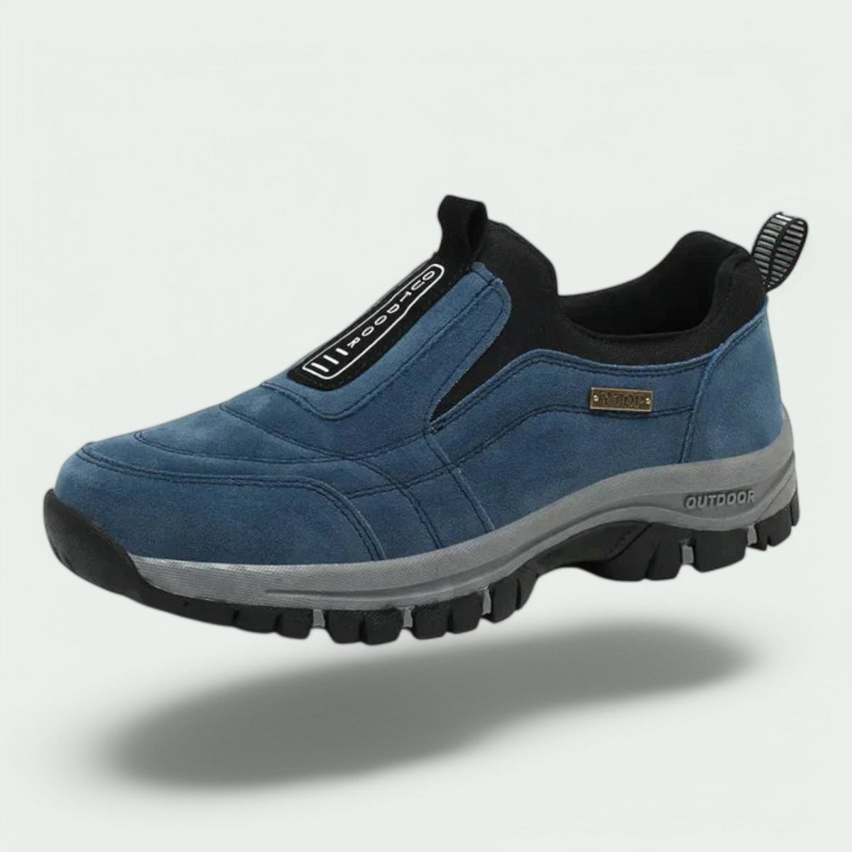 Men's slip-on loafer with stitched panels, contrast sole and lugged tread