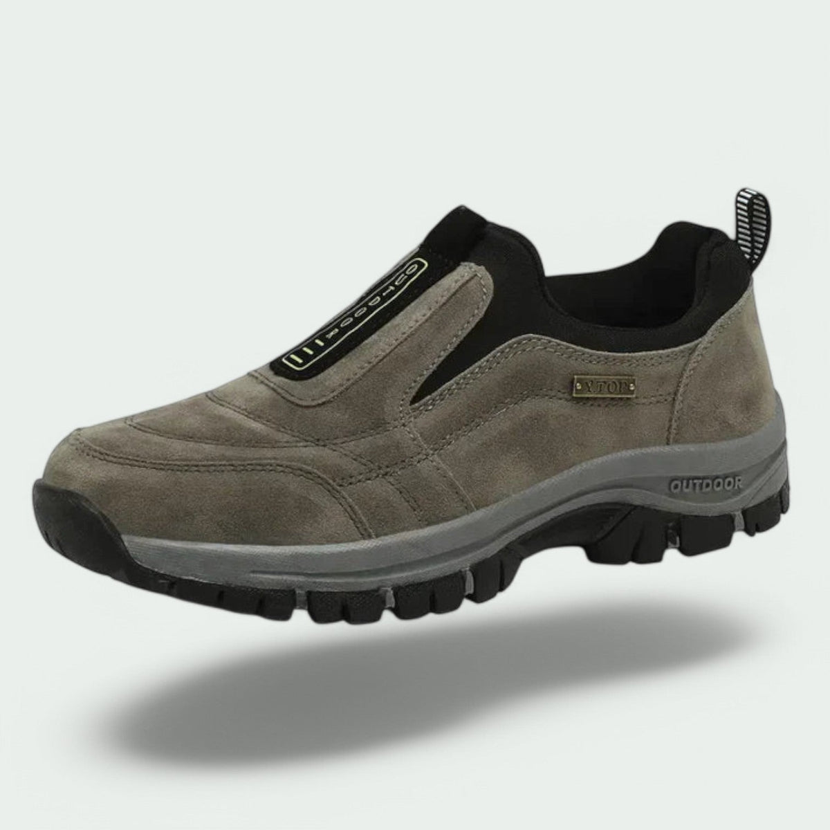 Men's slip-on loafer with stitched panels, contrast sole and lugged tread