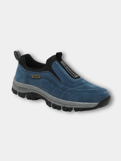 Men's slip-on loafer with stitched panels, contrast sole and lugged tread