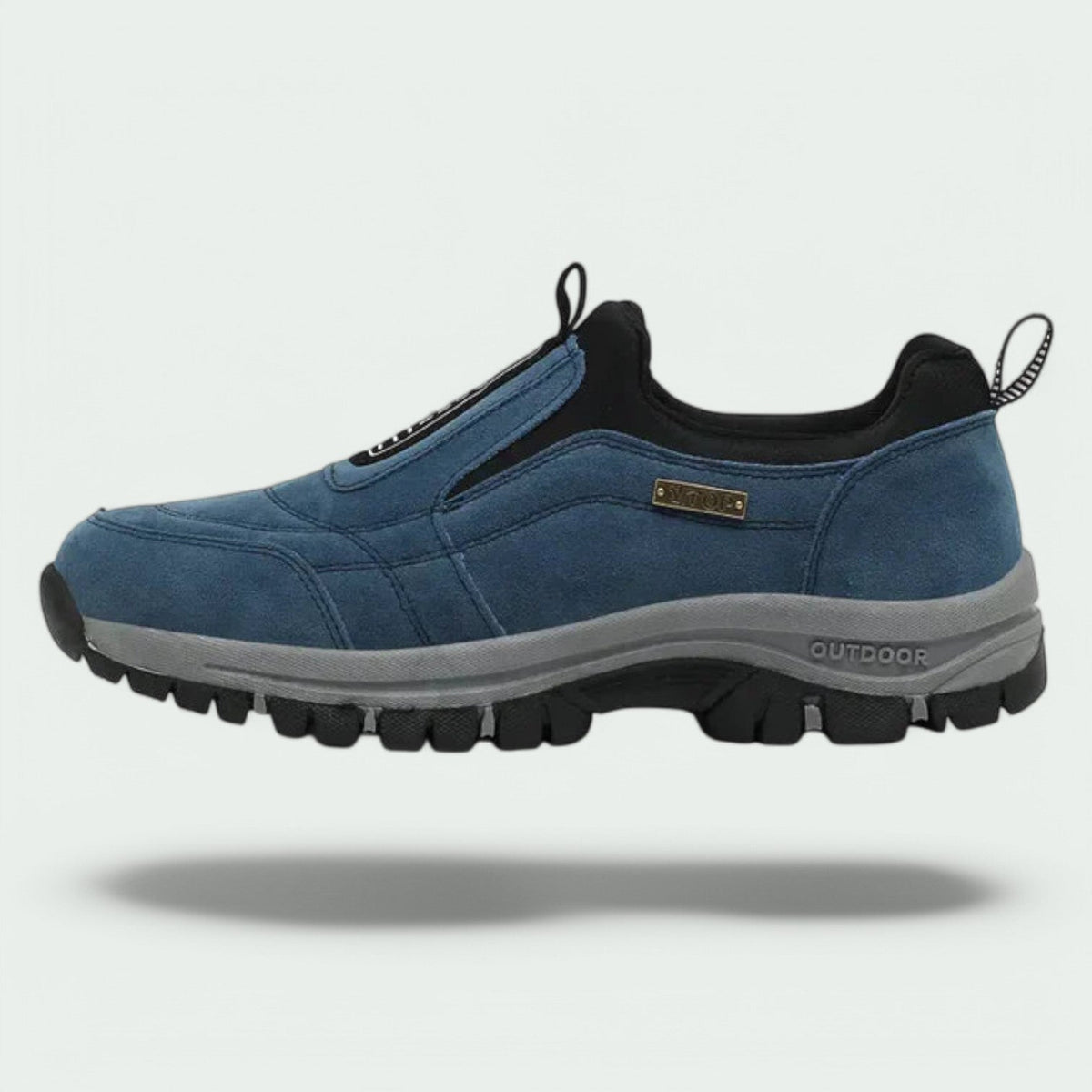 Men's slip-on loafer with stitched panels, contrast sole and lugged tread