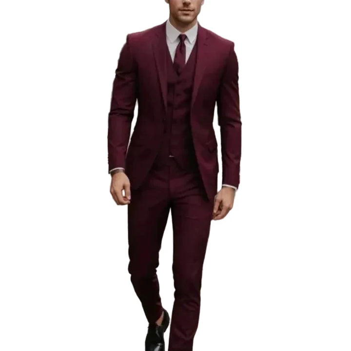 Men's three-piece suit with jacket vest and matching trousers