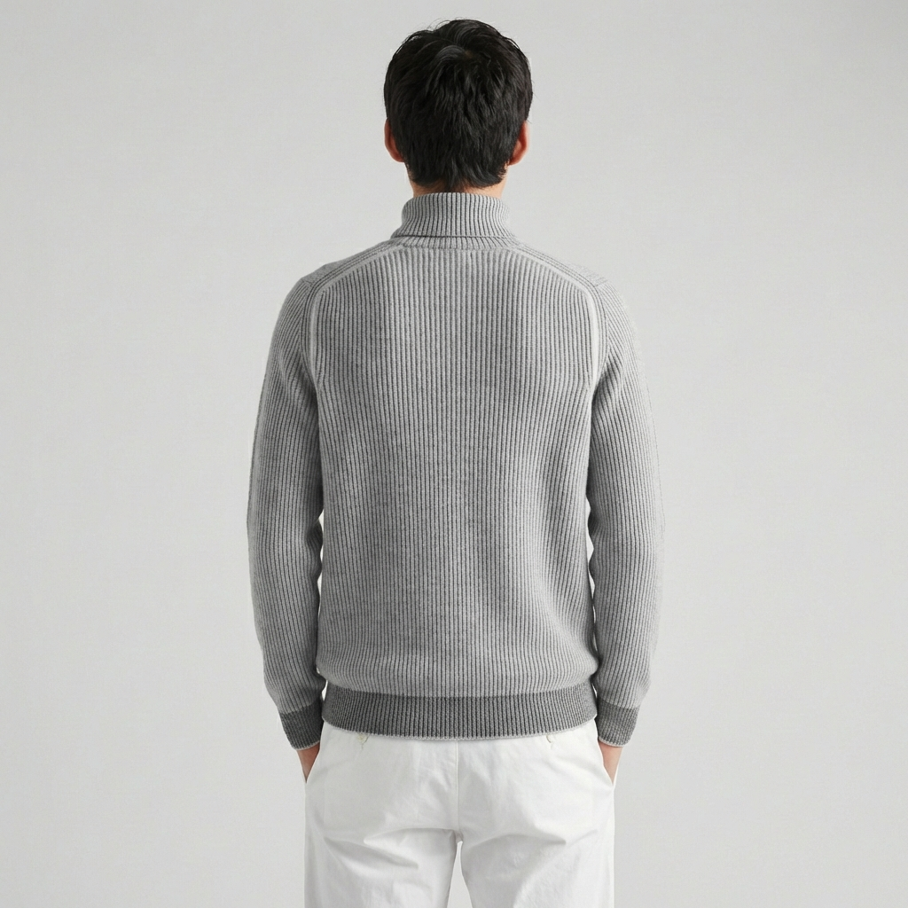 Men's ribbed turtleneck sweater with long sleeves