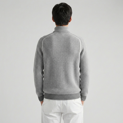 Men's ribbed turtleneck sweater with long sleeves