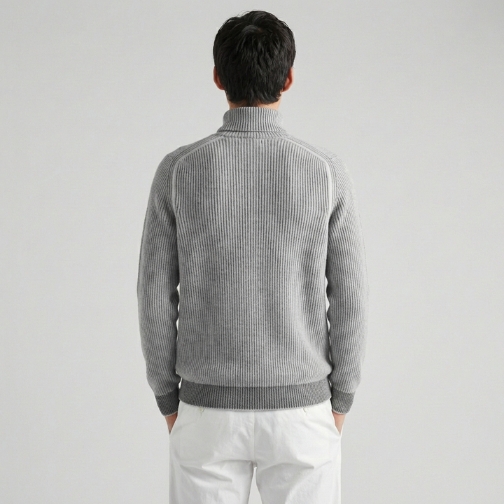 Men's ribbed turtleneck sweater with long sleeves