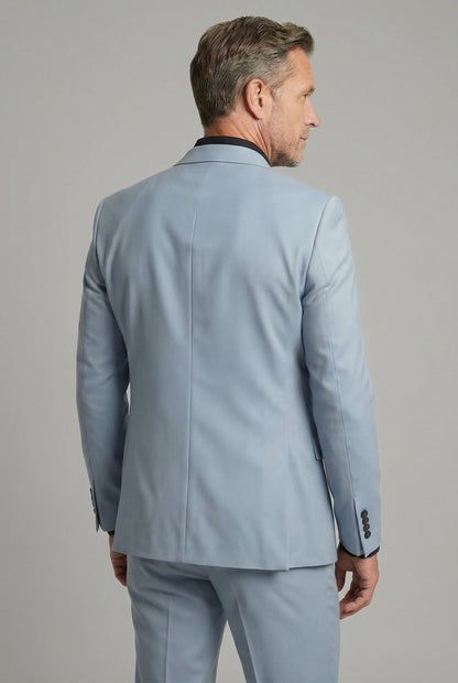 Men's slim fit two piece suit with notch lapels and matching trousers