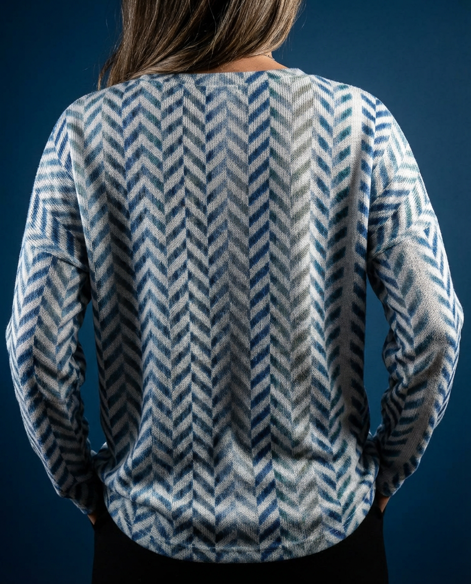 Women's Long-Sleeve Cotton Blend T-Shirt — Round-Neck Printed Soft-Touch Tee