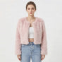 Women's cropped textured jacket with long sleeves and open front