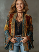Women's burgundy paisley kimono cardigan with open front