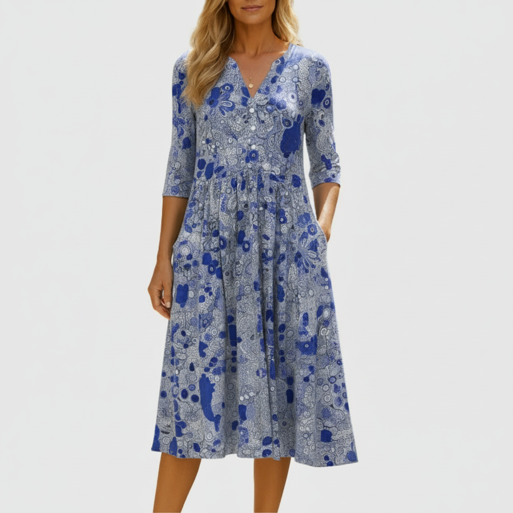 Antonia - Elegant V-Neck Midi Dress