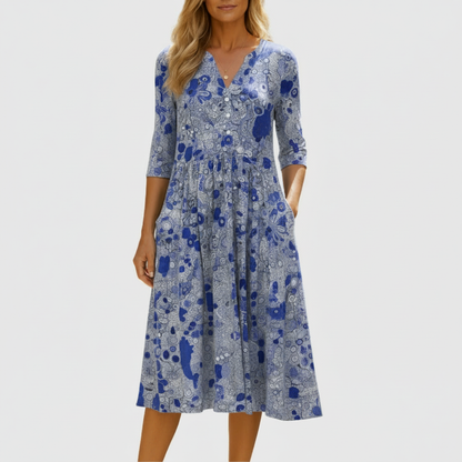 Antonia - Elegant V-Neck Midi Dress