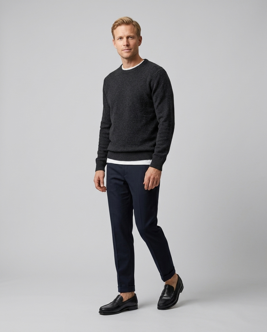 Men's slip-on loafers with penny strap and low heel