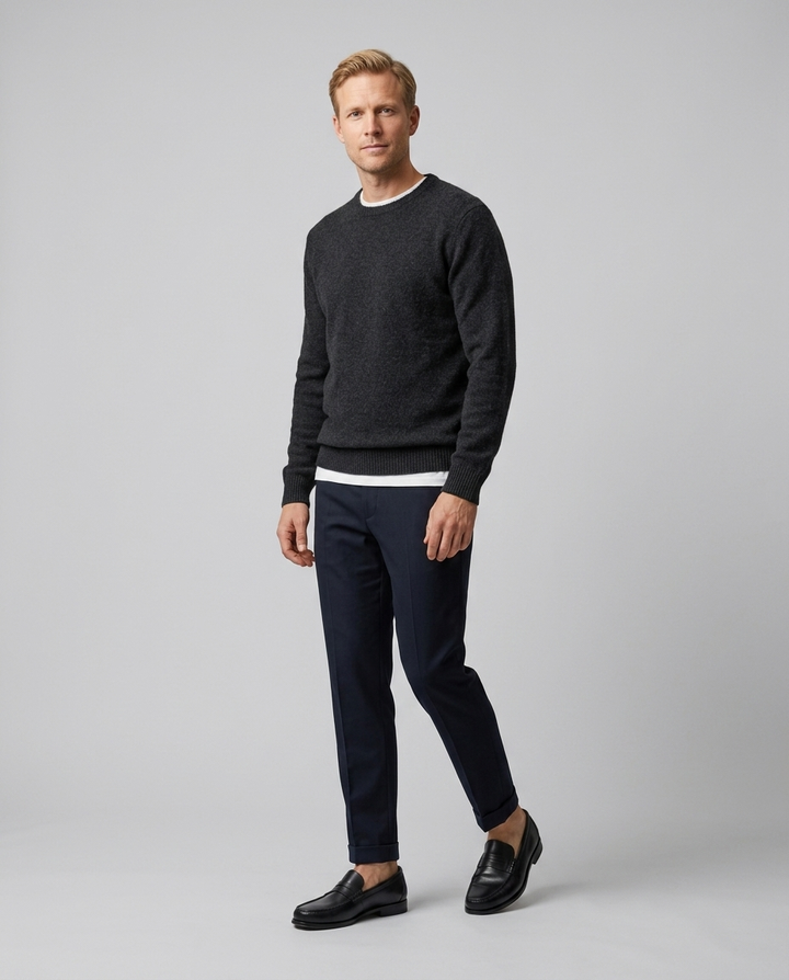 Men's slip-on loafers with penny strap and low heel